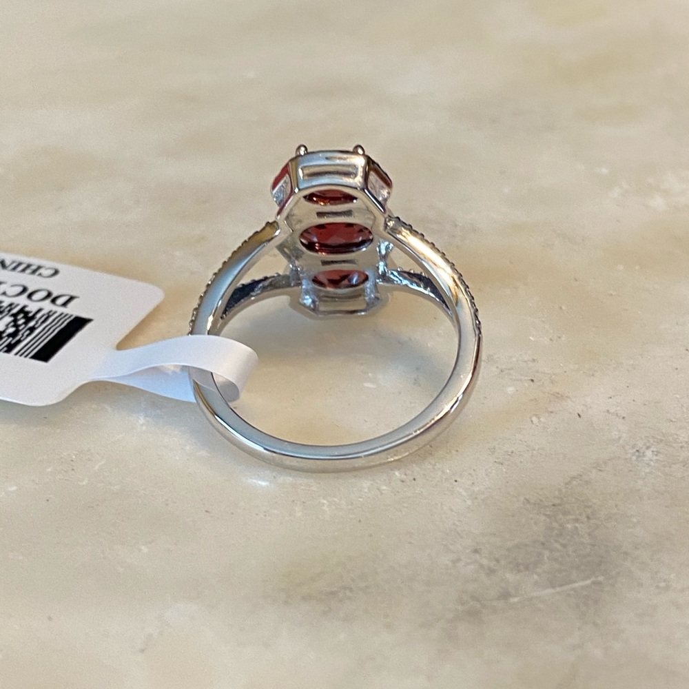 NWT RED ZIRCON STERLING RING - Picture 10 of 12